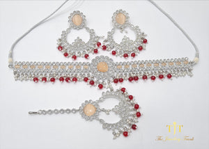 Asali Silver, Peach & Red