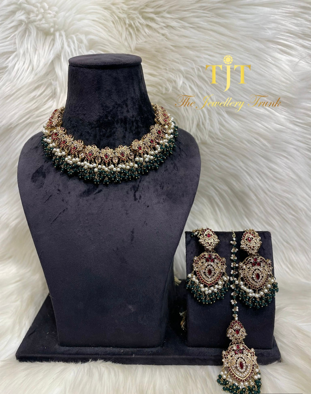 Madiha - Emerald and Maroon