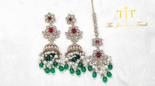 Zianna - White Stone with Maroon & Dark Green