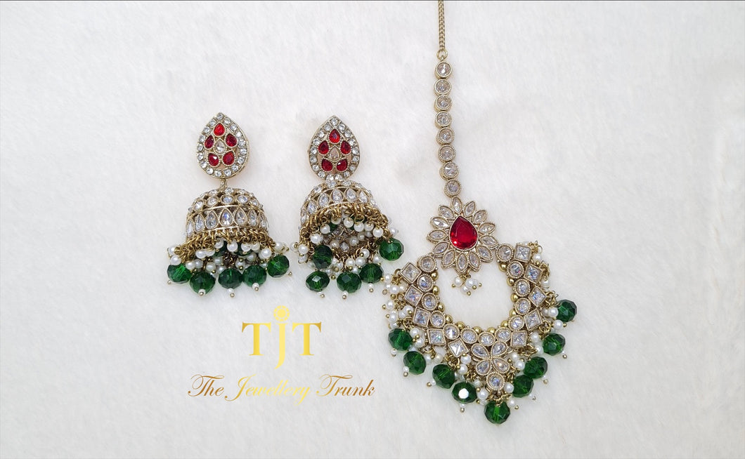 Rajiya Gold with Silver, Red and Green