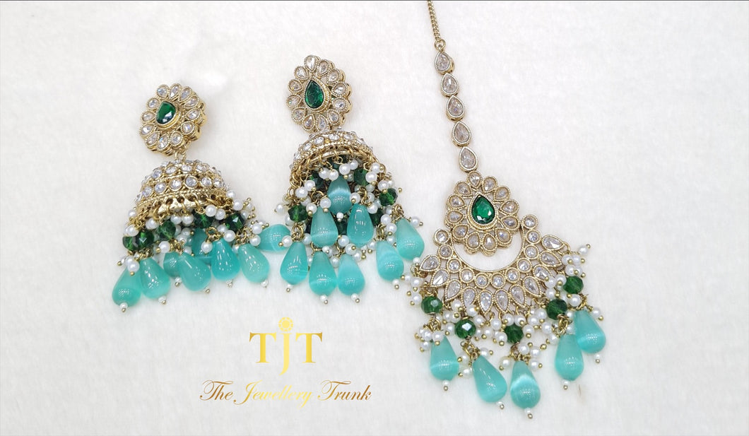 Zehra Gold with Silver, Green And Mint