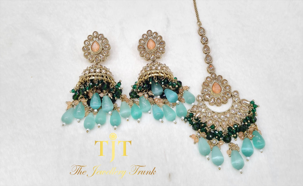 Zehra Gold ,Peach, Mint and Green