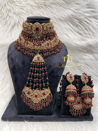 Ameena Maroon and Green with Jhumar