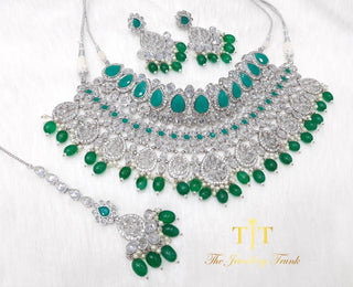Sweta Silver and Emerald Green