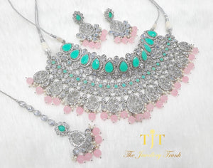 Sweta Silver with Mint and Pink