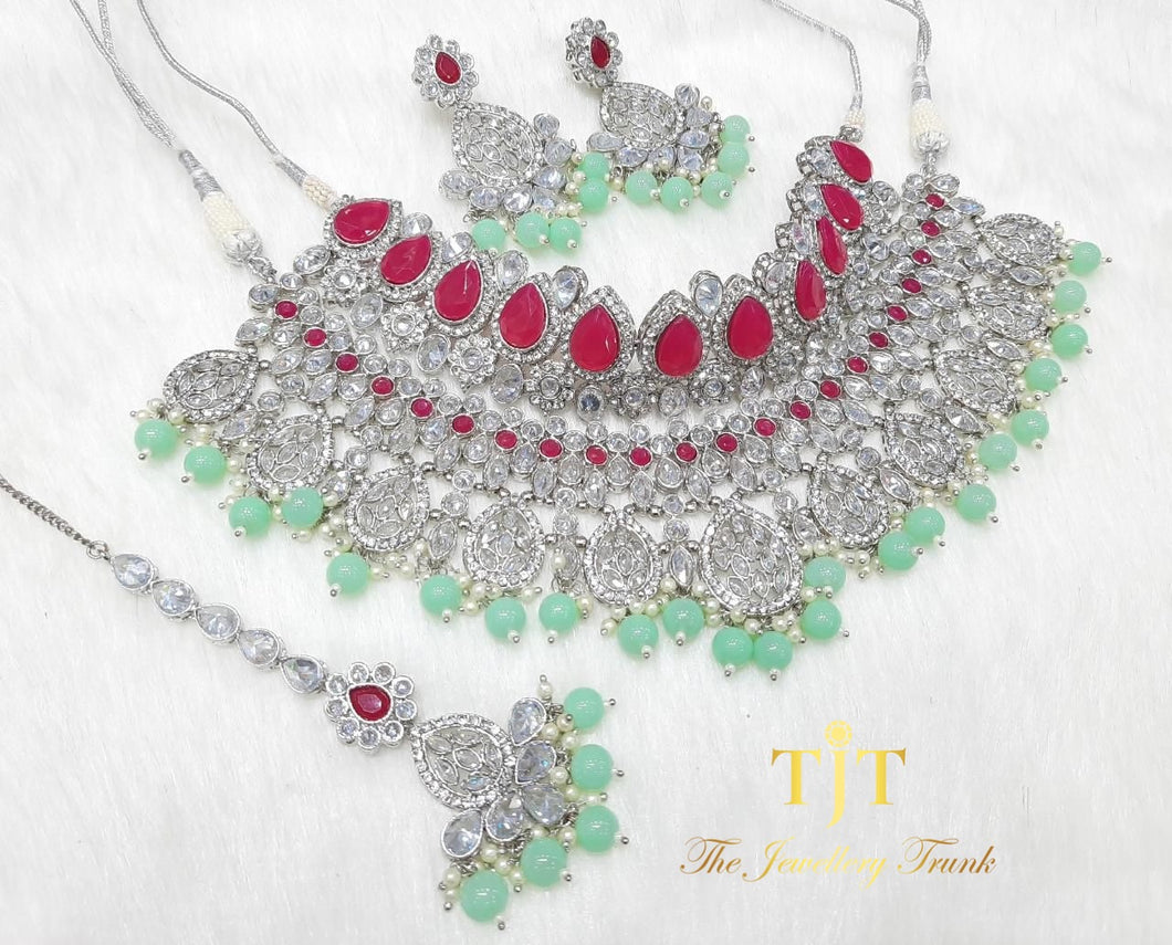 Sweta Silver with Ruby and Mint