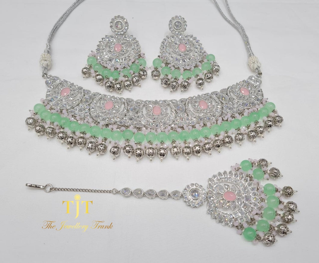 Zainab Silver with Pink and Mint