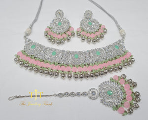 Zainab Silver with Mint and Pink